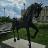 Кованая скульптура «Белорусская упряжная» – купить изящную фигуру лошади для сада с доставкой по РБ и РФ